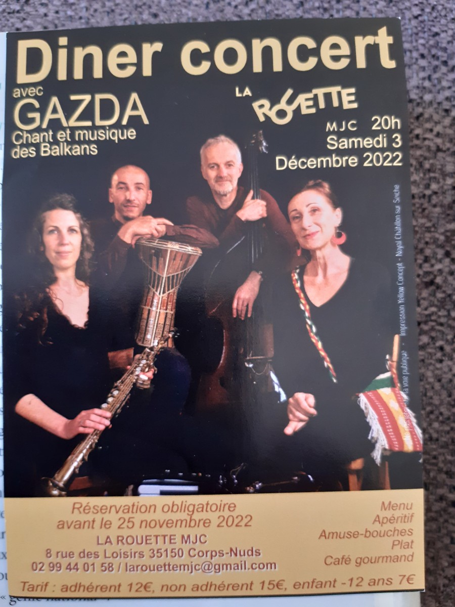 Dîner  concert avec Gazda, chants et musique des Balkans