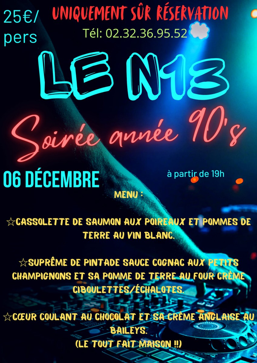 SOIREE DANSANTE ANNEE 90's + DINER