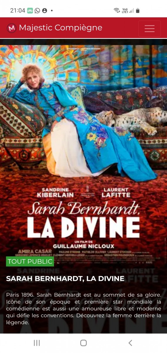 Cinéma SARAH BERNHARDT, LA DIVINE