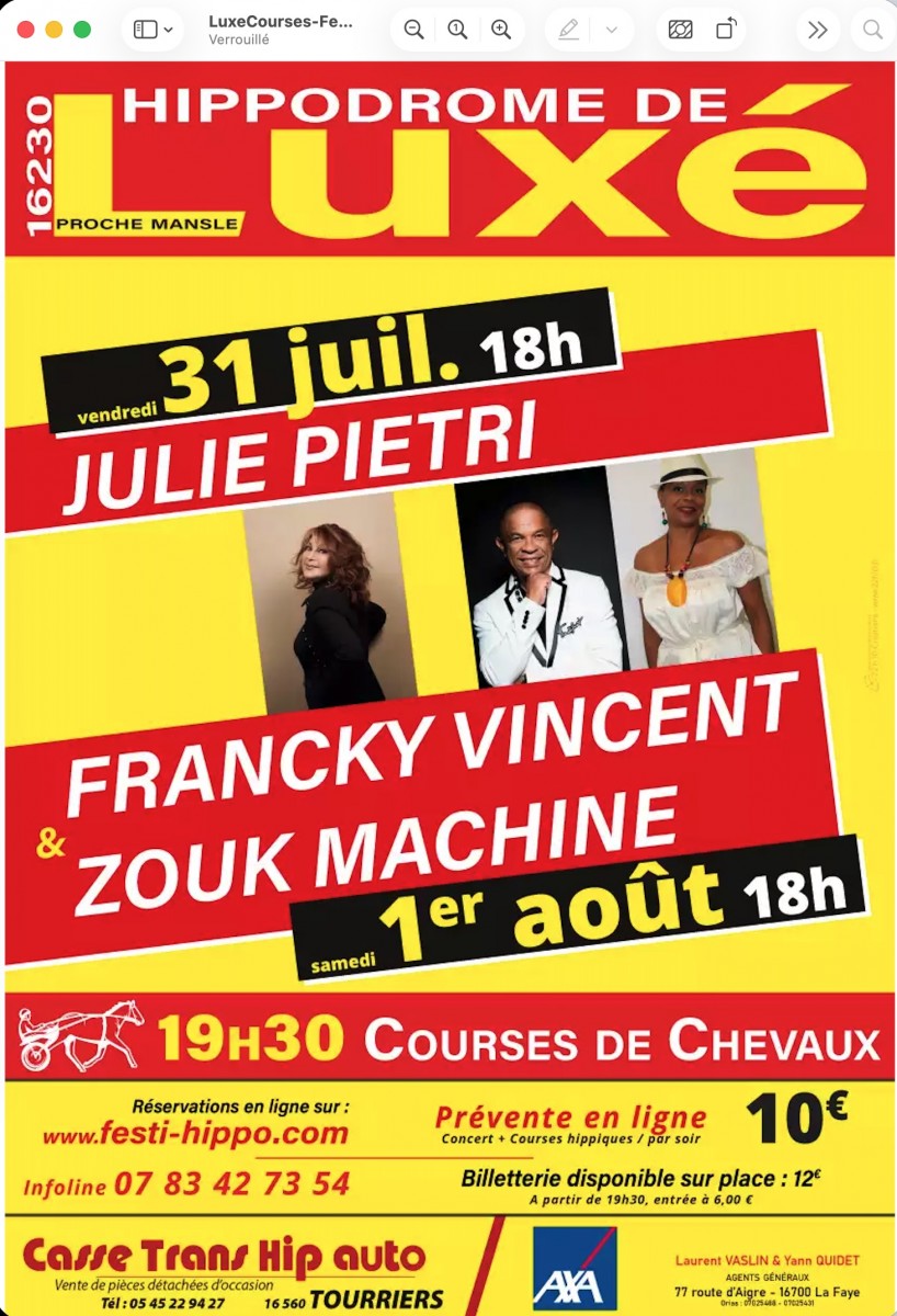 CONCERT JULIE PIETRI suivi de courses de chevaux et restauration